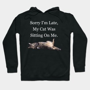 Sorry I'm Late My Cat Was Sitting On Me Meme Cat Owner Quote Funny Cat Cat lady Hoodie